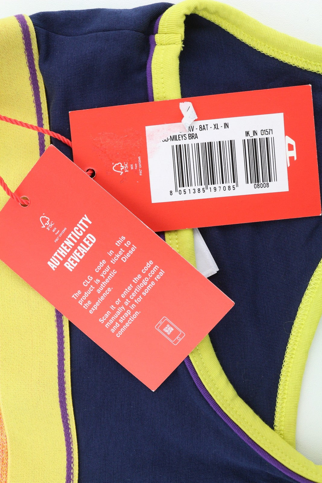 DIESEL Ufsb-Mileys Womens Sports Bra XL Sleeveless Round Neck Stretchy  Blue