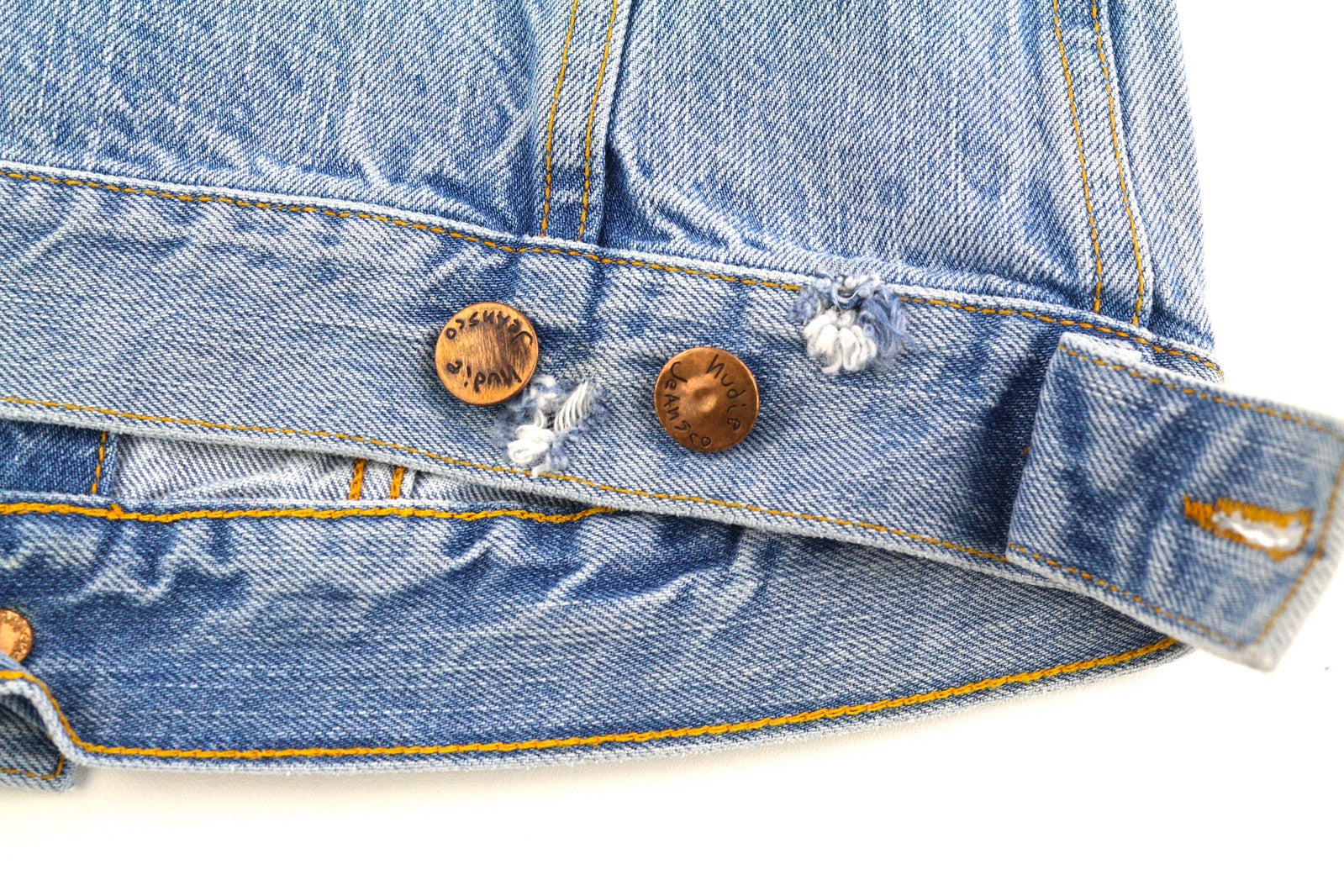 NUDIE Billy Men Jacket XS Strumming Indigo Organic Cotton Button Up Denim Blue