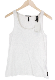 MAISON SCOTCH Women Top XS Light Grey Melange Crew Neck Petite Pure Cotton*