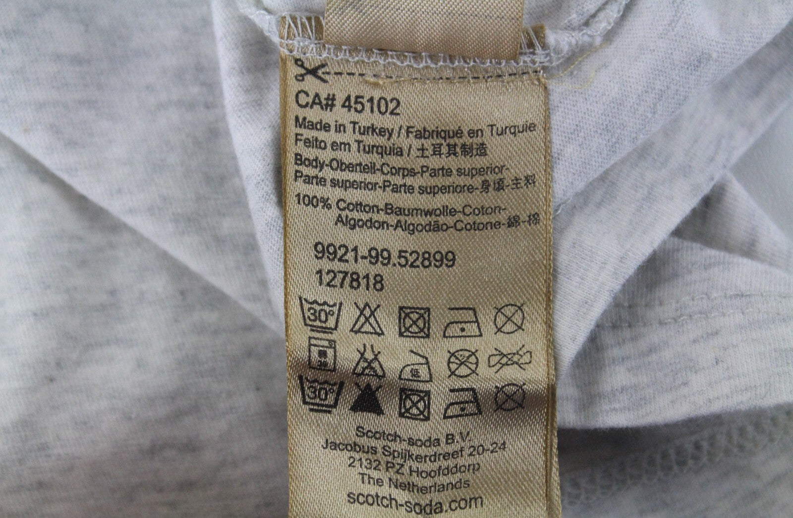 MAISON SCOTCH Women Top XS Light Grey Melange Crew Neck Petite Pure Cotton*