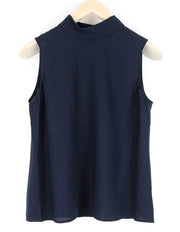 SUISTUDIO Georgie Womens Blouse UK12 Navy Sleeveless Lightweight Round Neck
