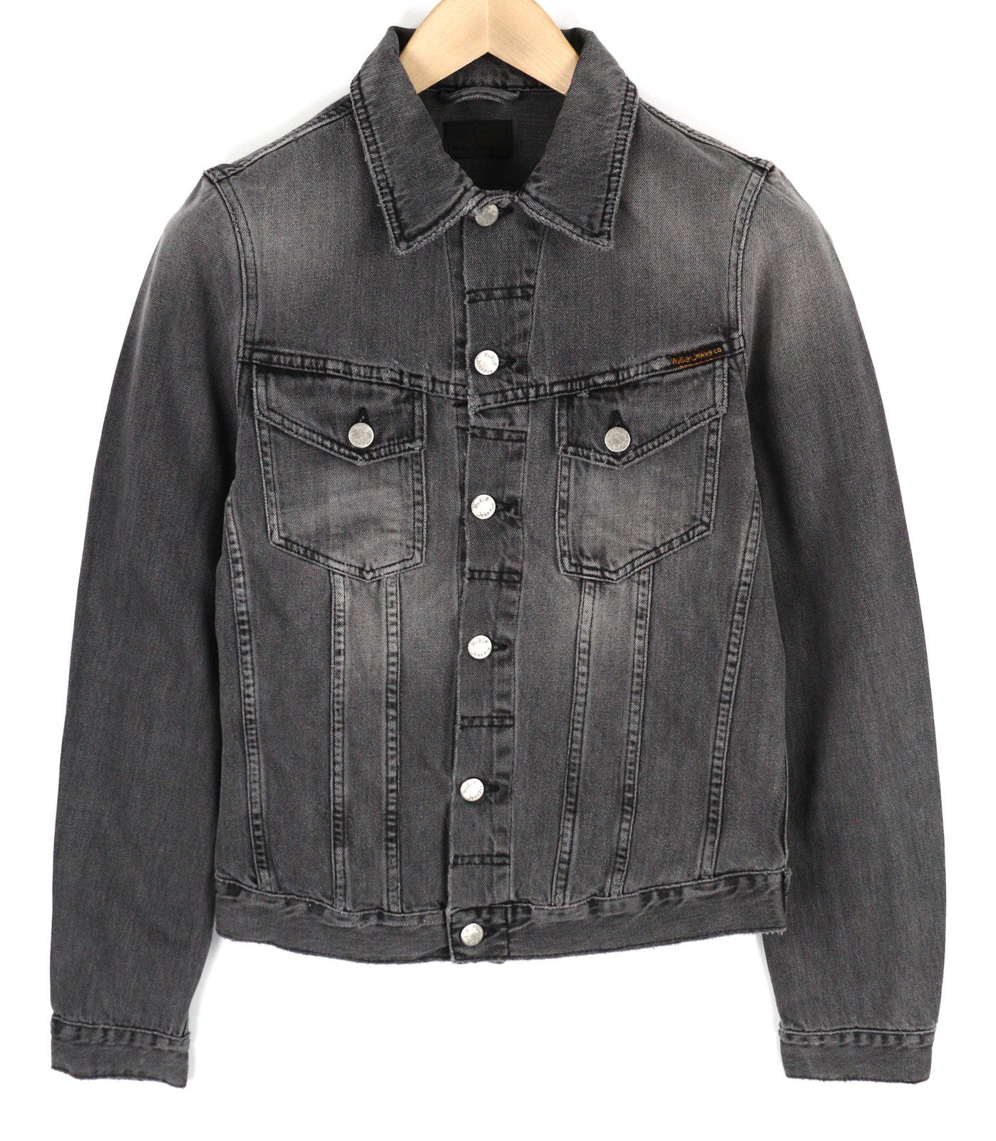 NUDIE Billy Men Jacket XS Desolation Button Unlined Logo Patch Pockets Denim