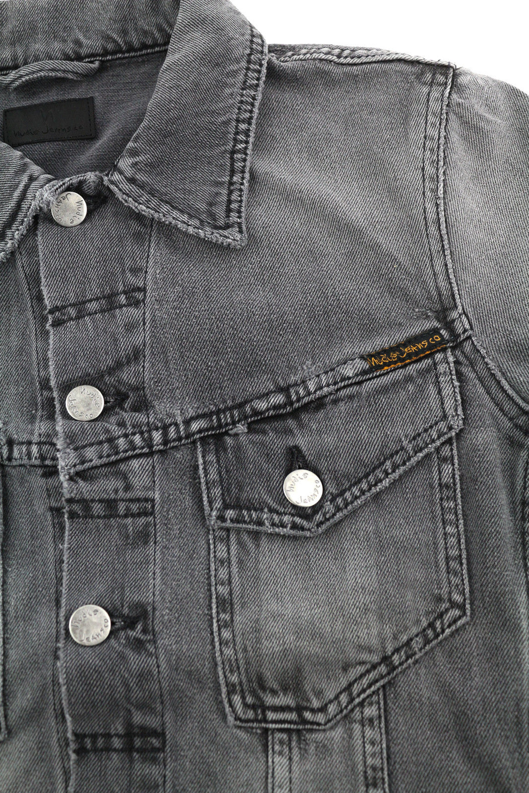 NUDIE Billy Men Jacket XS Desolation Button Unlined Logo Patch Pockets Denim