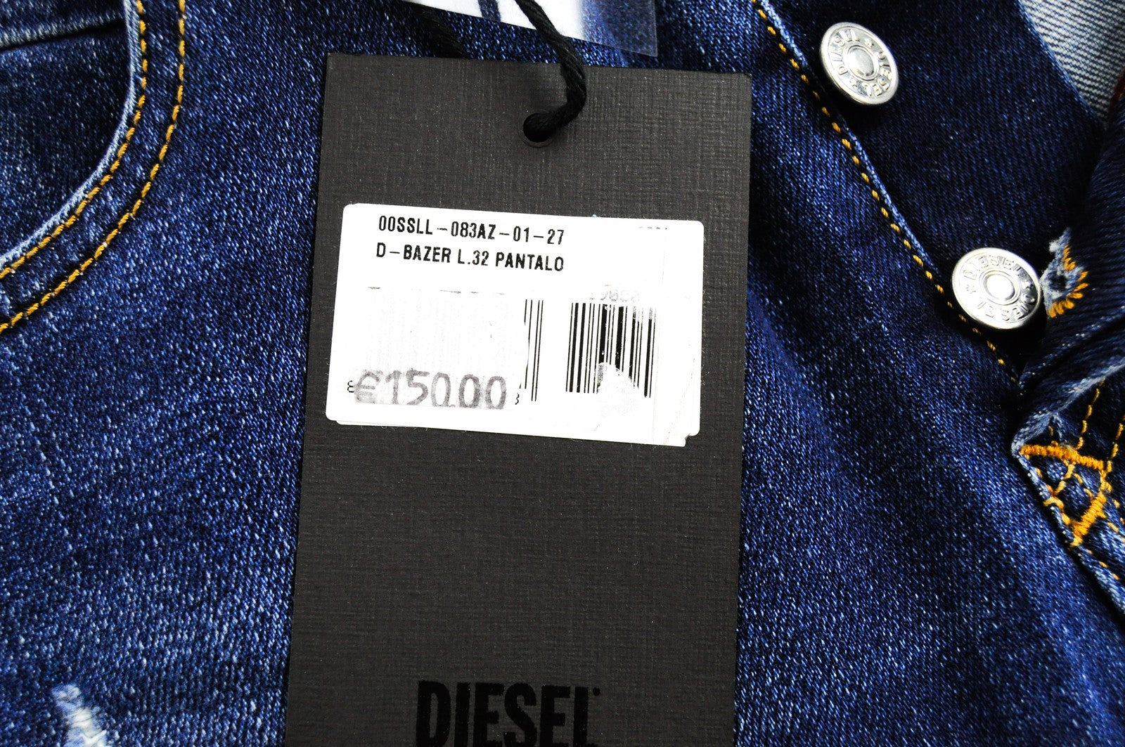 Mens DIESEL Jeans D-Bazer 083AZ W27/L32 Blue Tapered Ripped Stretchy