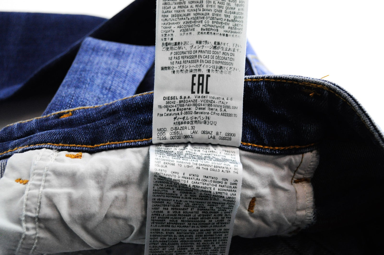 Mens DIESEL Jeans D-Bazer 083AZ W27/L32 Blue Tapered Ripped Stretchy