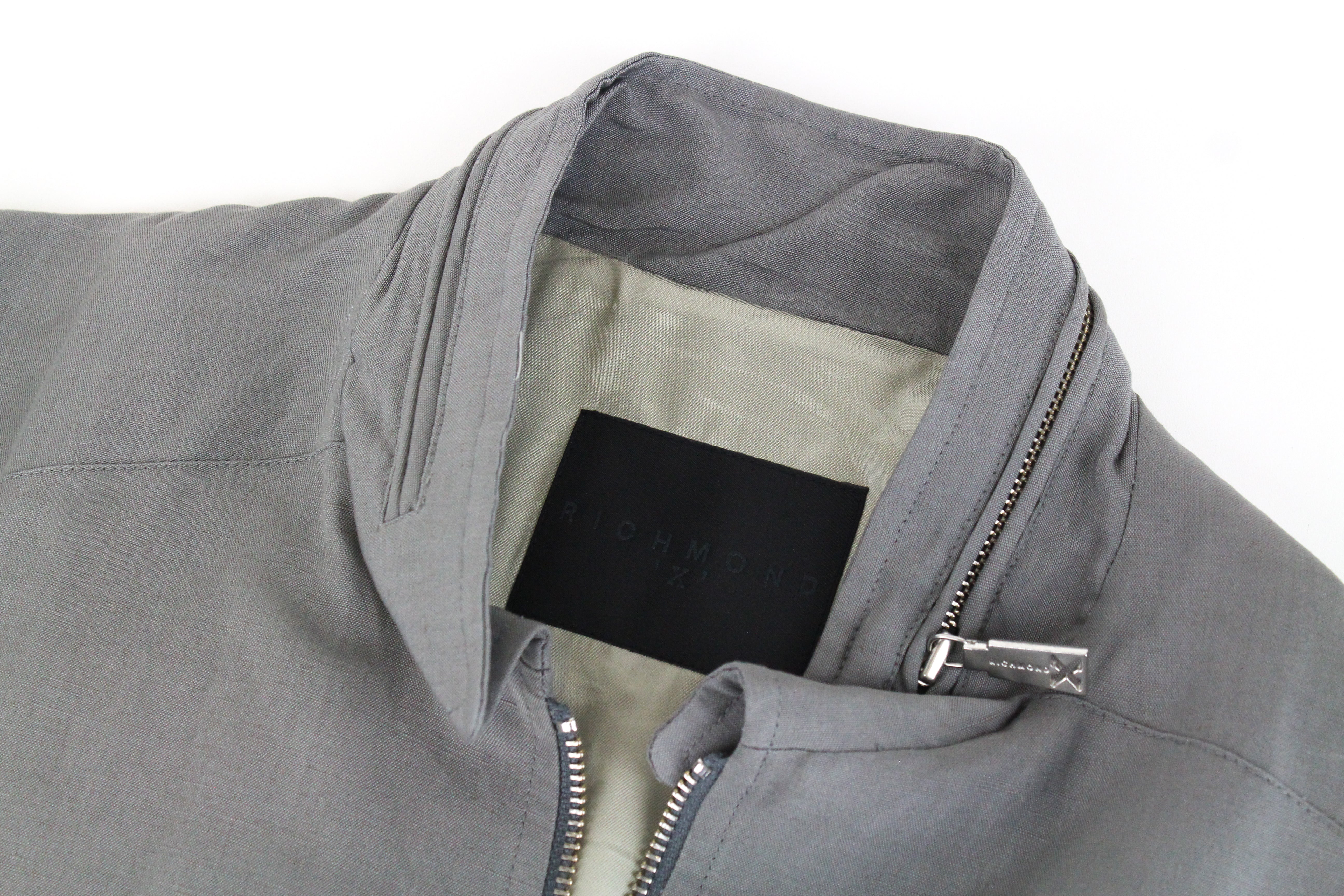 RICHMOND Men's Jacket 48 Grey Linen Blend Patched Long Sleeve Blazer