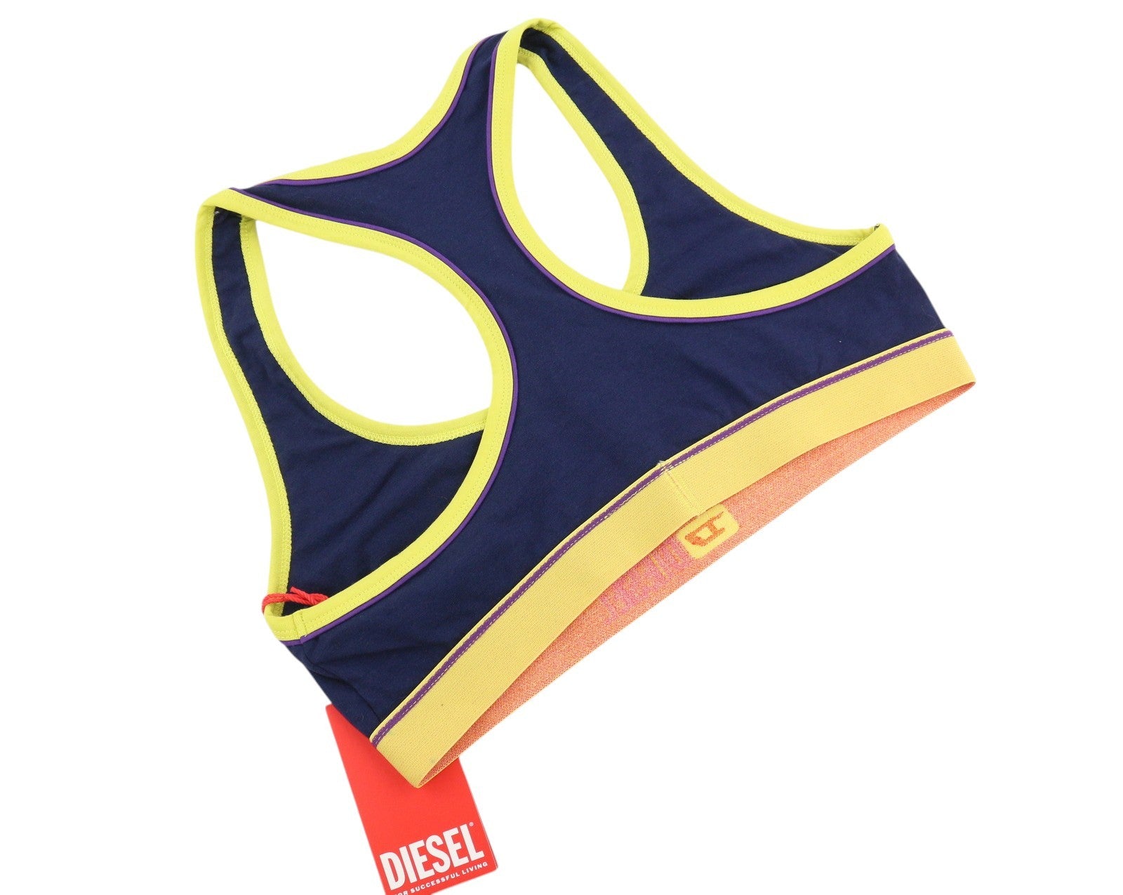 DIESEL Ufsb-Mileys Womens Sports Bra M Sleeveless Round Neck Stretchy Dark Blue