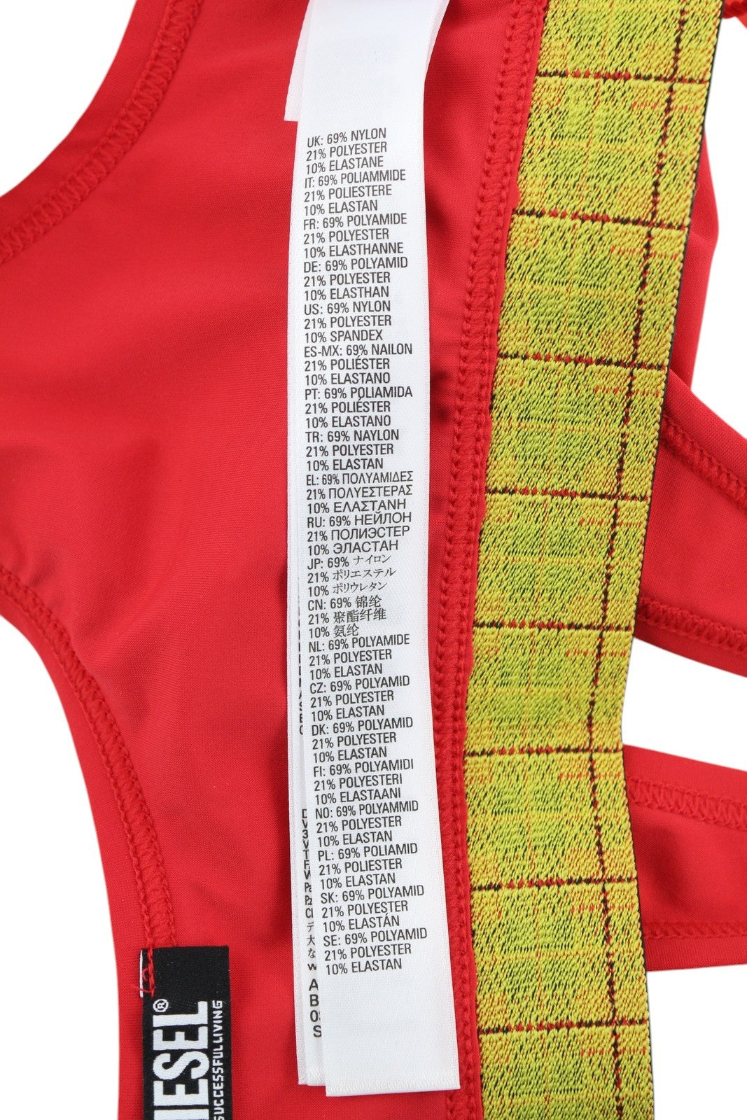 DIESEL Ufsb-Lizzys Womens Bra S Sleeveless Round Neck Front  Tartan Print Red