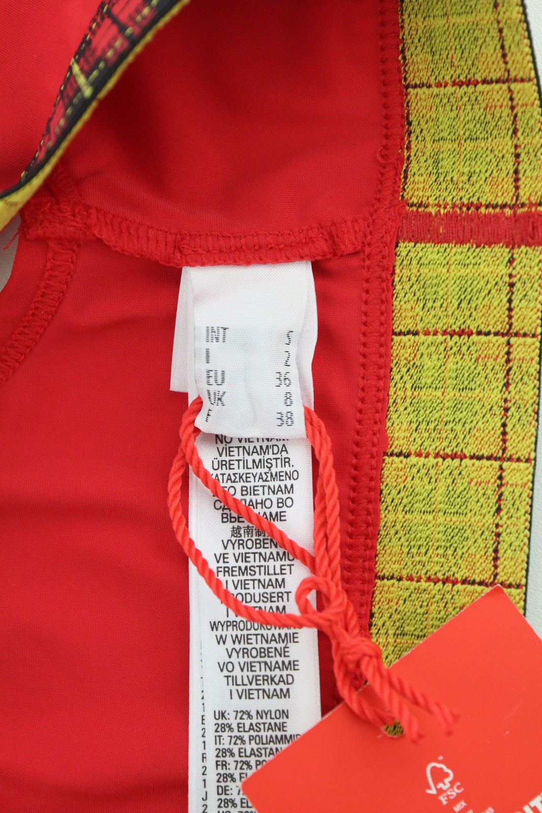 DIESEL Ufsb-Lizzys Womens Bra S Sleeveless Round Neck Front  Tartan Print Red