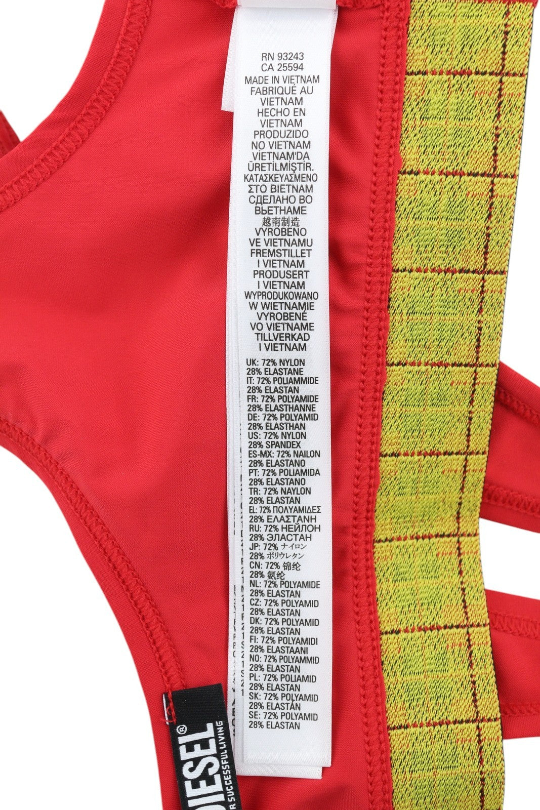 DIESEL Ufsb-Lizzys Womens Bra S Sleeveless Round Neck Front  Tartan Print Red