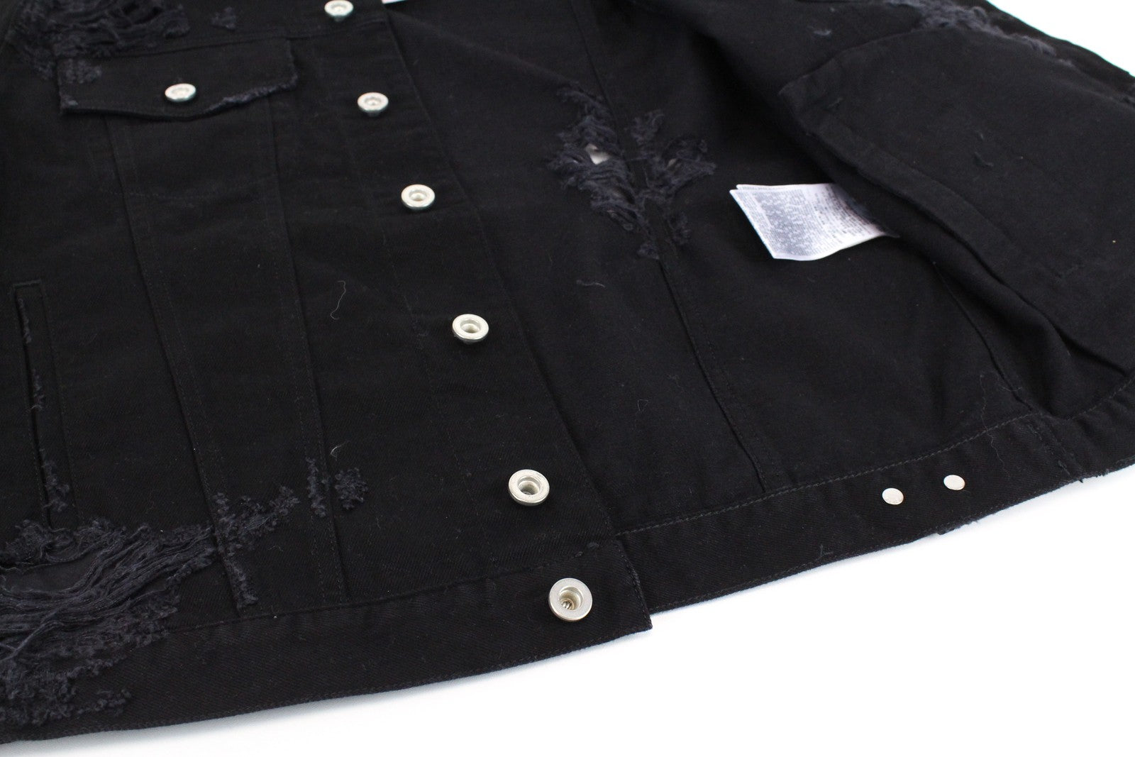 Womens DIESEL De-Visty 084WA Jacket S Black Denim Ripped Long Sleeve