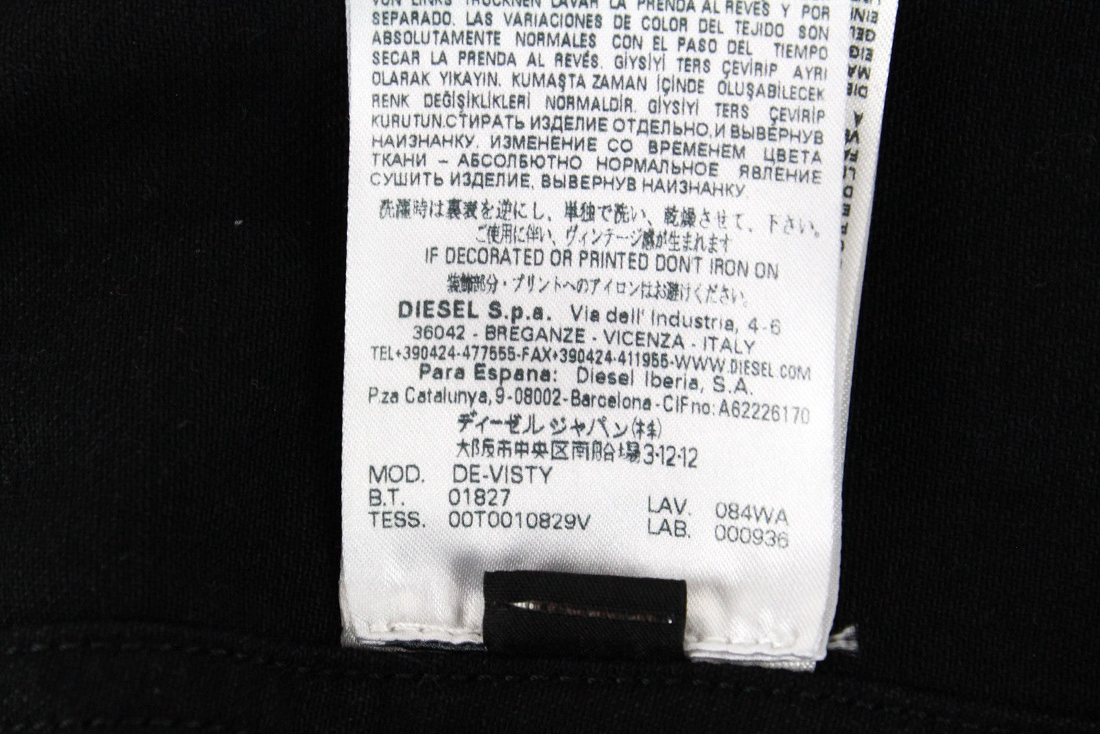 Womens DIESEL De-Visty 084WA Jacket S Black Denim Ripped Long Sleeve