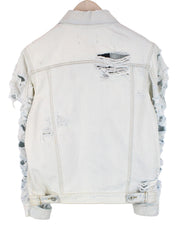 Womens DIESEL De-Visty 069AV Jacket S Blue Cotton Ripped Denim