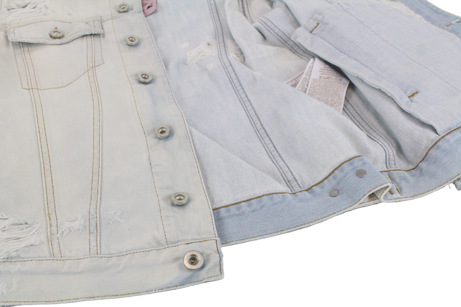 Womens DIESEL De-Visty 069AV Jacket S Blue Cotton Ripped Denim