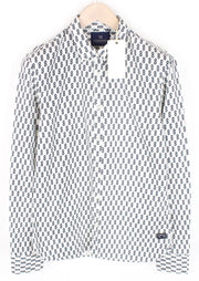 SCOTCH & SODA Ams Couture Men's Shirt M White Pattern Cotton Button-Up Long