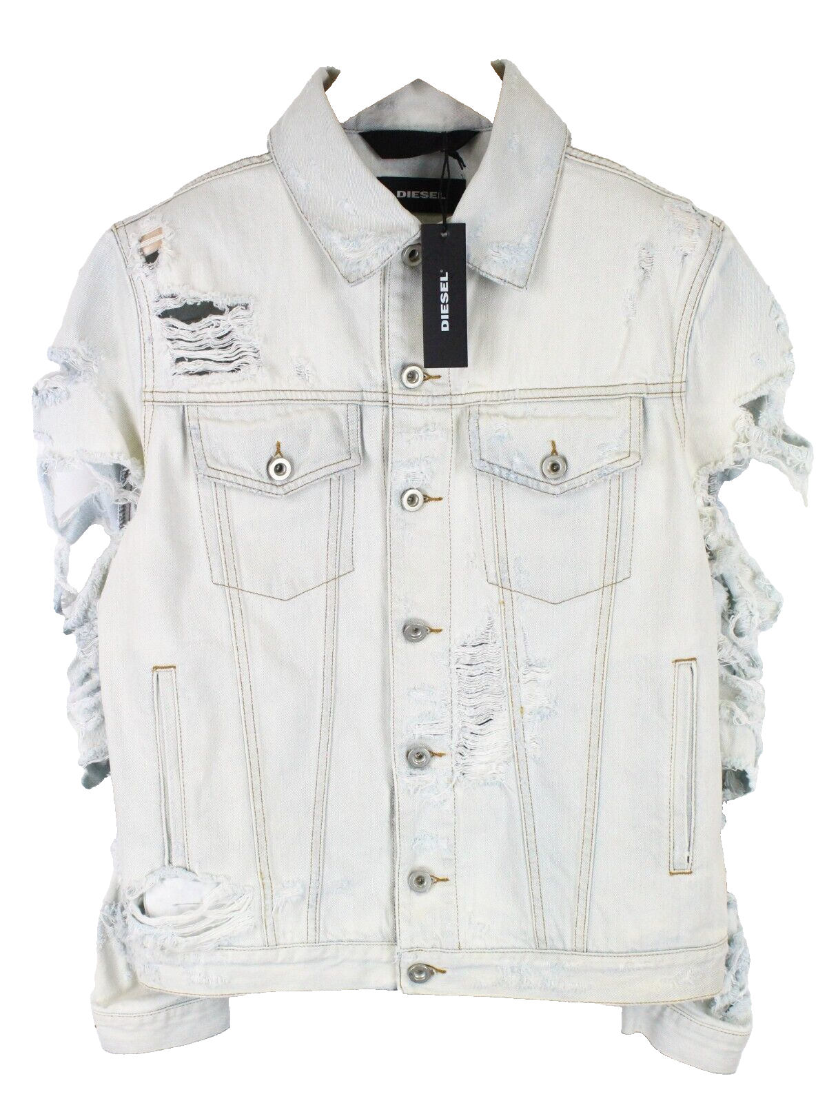 Womens DIESEL De-Visty 069AV Jacket M Blue Denim Ripped Cotton