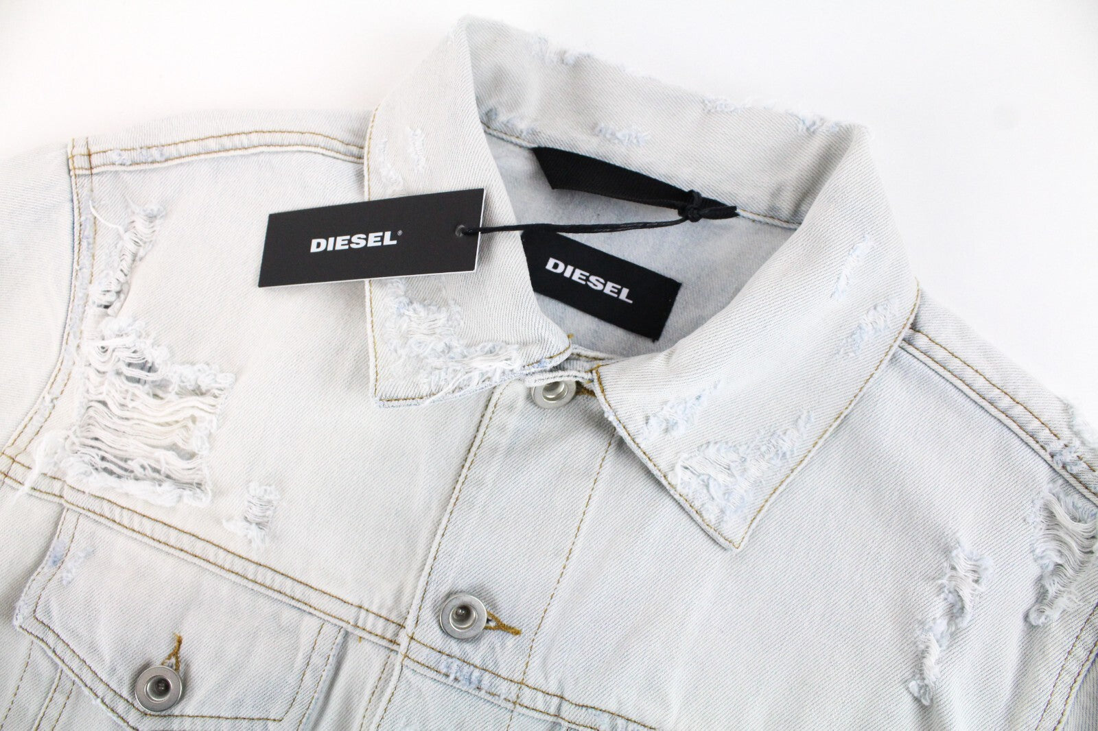 Womens DIESEL De-Visty 069AV Jacket M Blue Denim Ripped Cotton