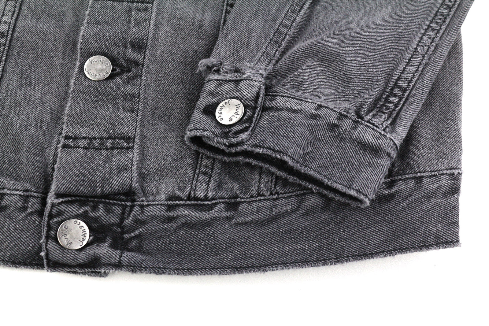 NUDIE Billy Men Jacket S Desolation Button Unlined Logo Patch Pockets Denim