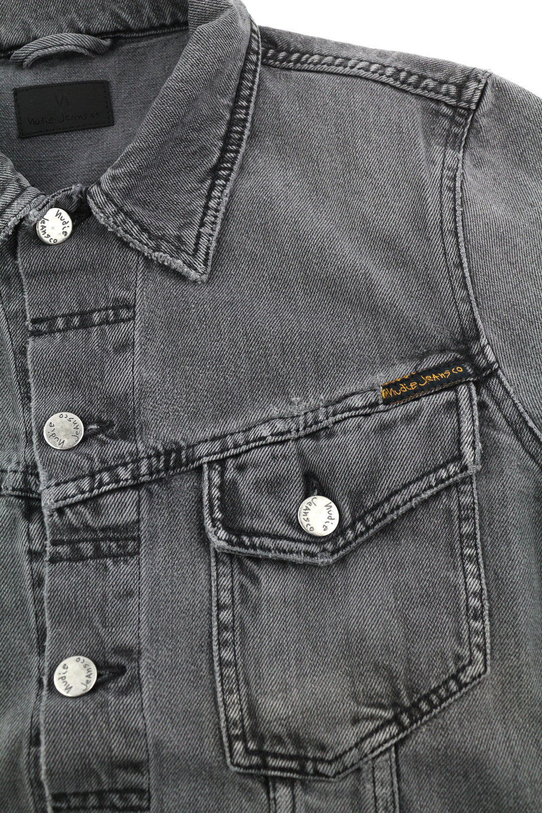 NUDIE Billy Men Jacket S Desolation Button Unlined Logo Patch Pockets Denim