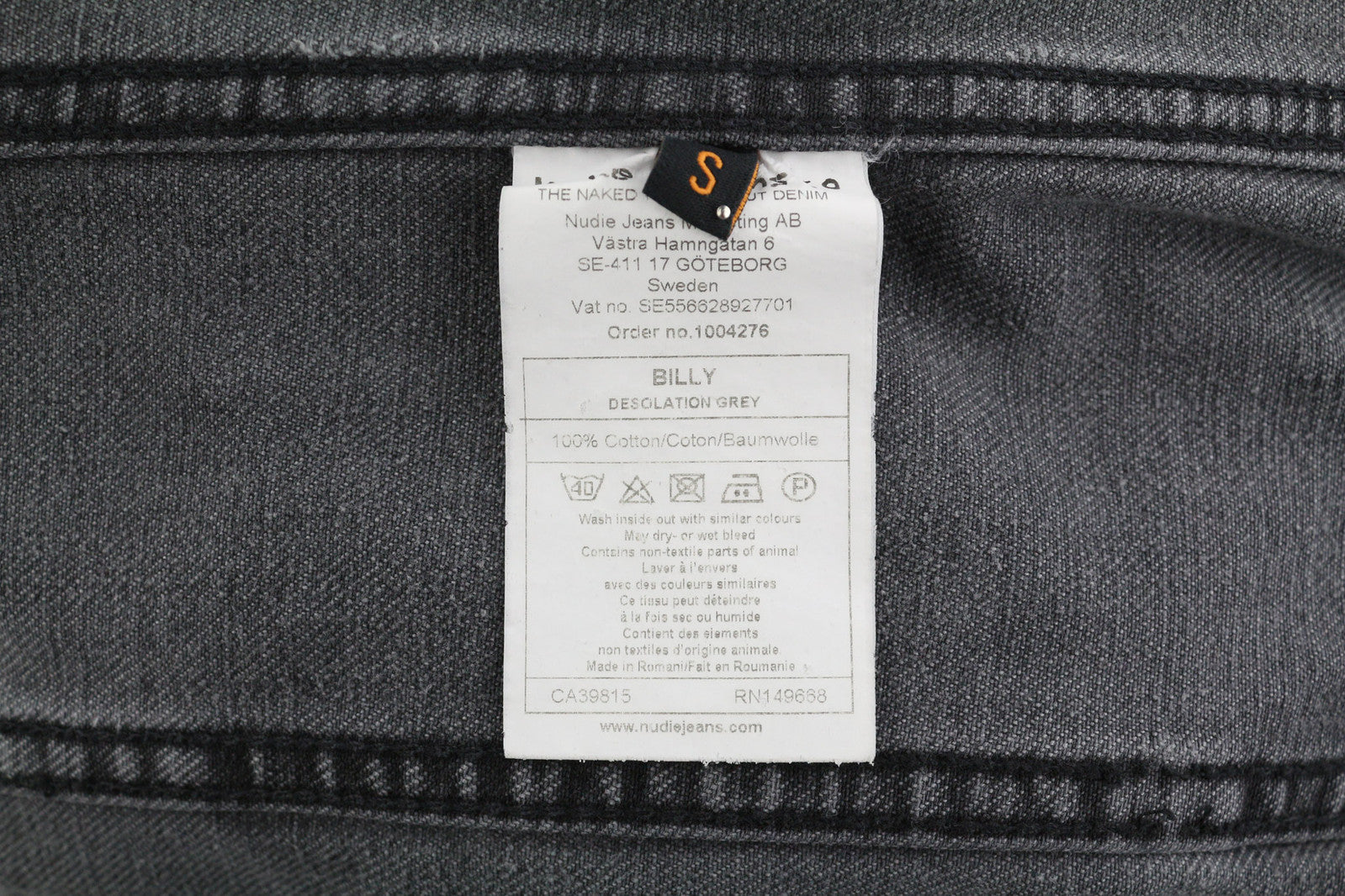 NUDIE Billy Men Jacket S Desolation Button Unlined Logo Patch Pockets Denim