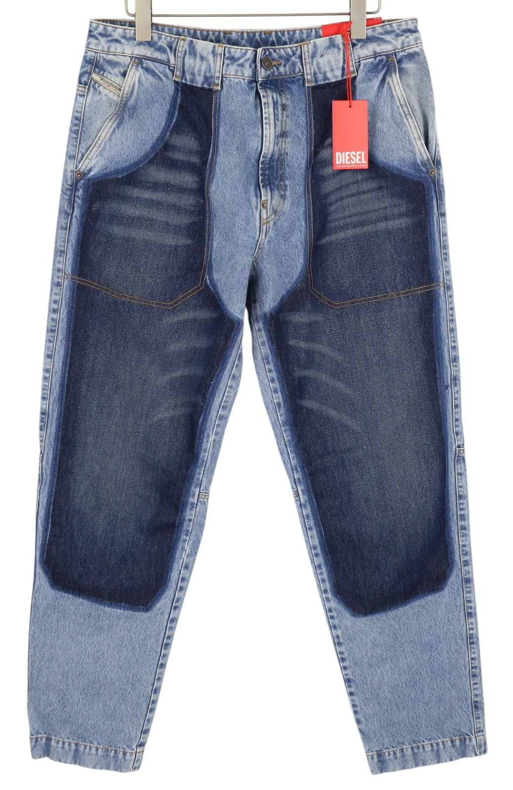 DIESEL P-5-D 0GHAW Men Jeans W34 Loose Fit Tapered Leg Zip Washed Blue RRP€425