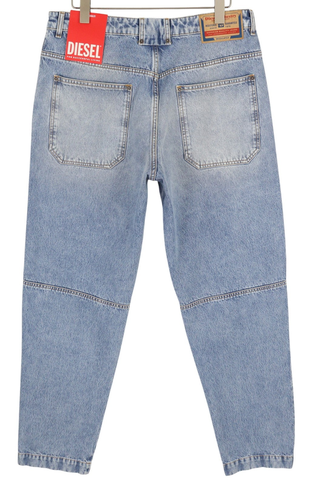 DIESEL P-5-D 0GHAW Men Jeans W34 Loose Fit Tapered Leg Zip Washed Blue RRP€425