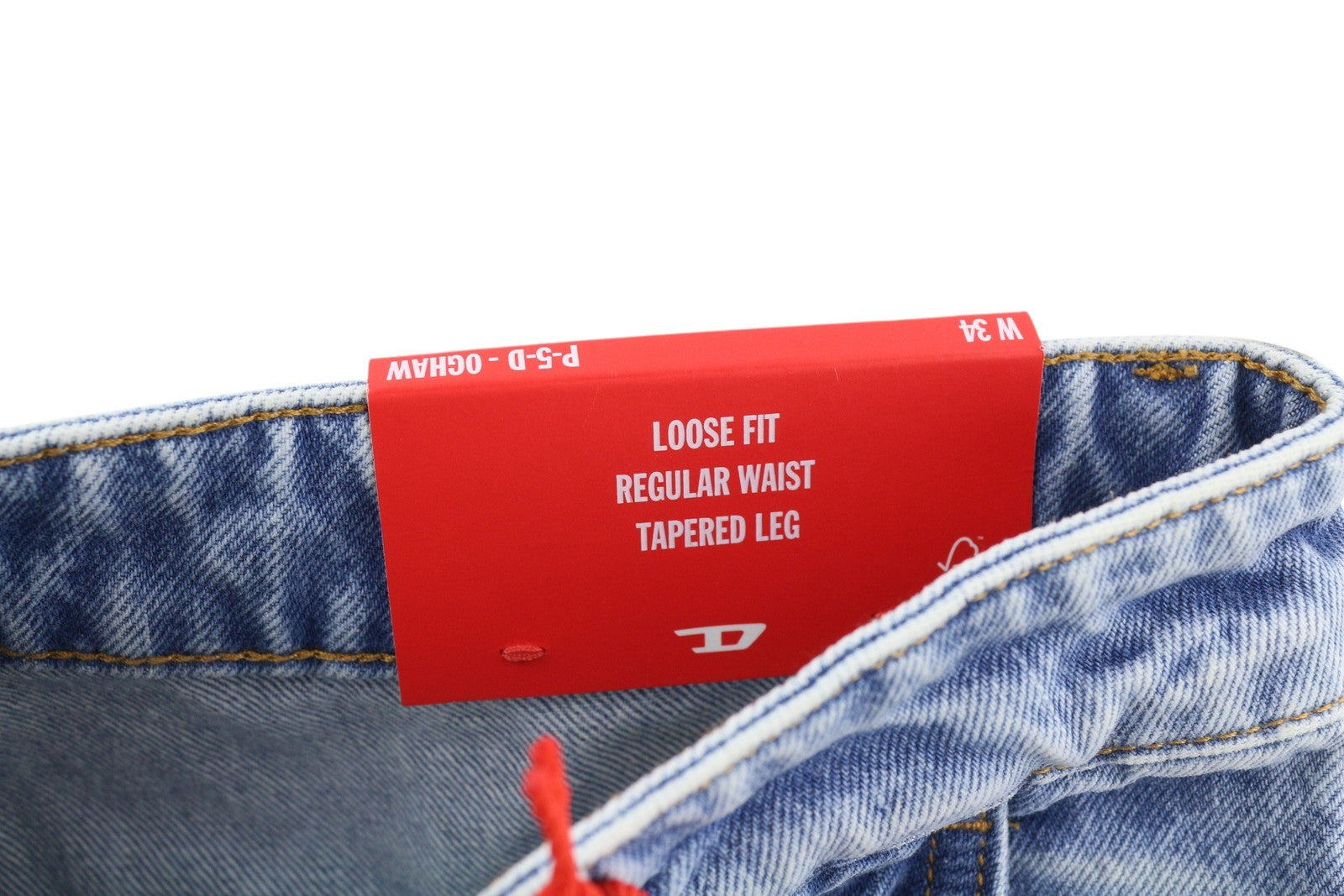 DIESEL P-5-D 0GHAW Men Jeans W34 Loose Fit Tapered Leg Zip Washed Blue RRP€425