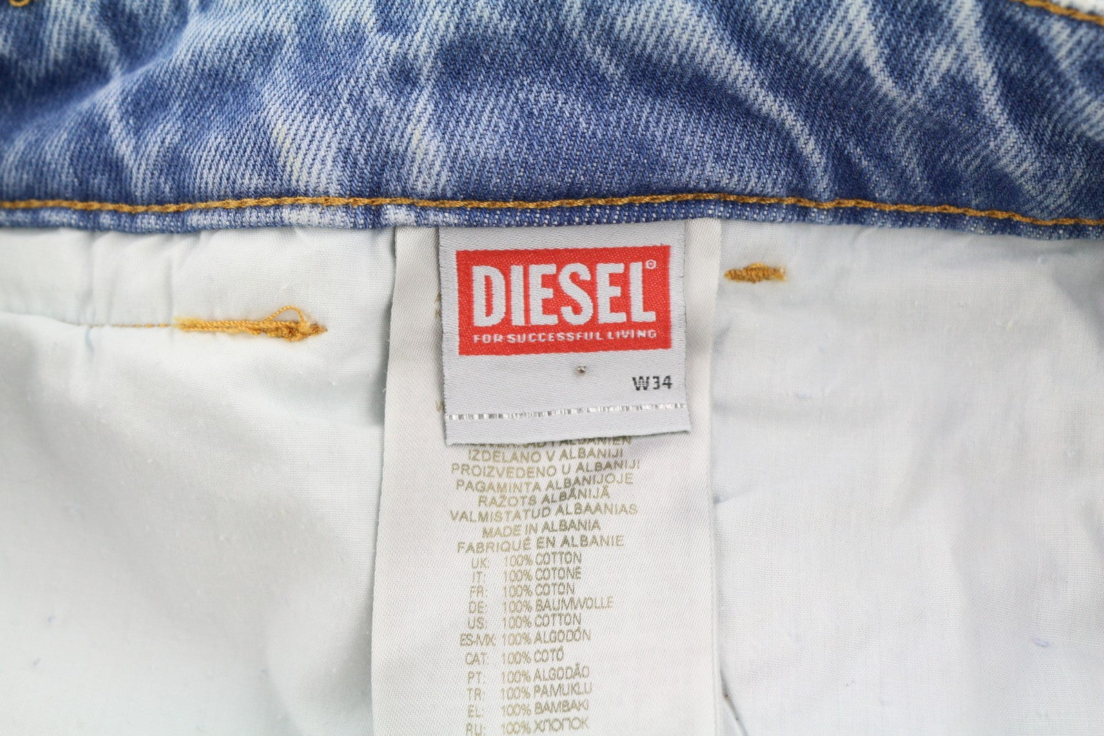 DIESEL P-5-D 0GHAW Men Jeans W34 Loose Fit Tapered Leg Zip Washed Blue RRP€425