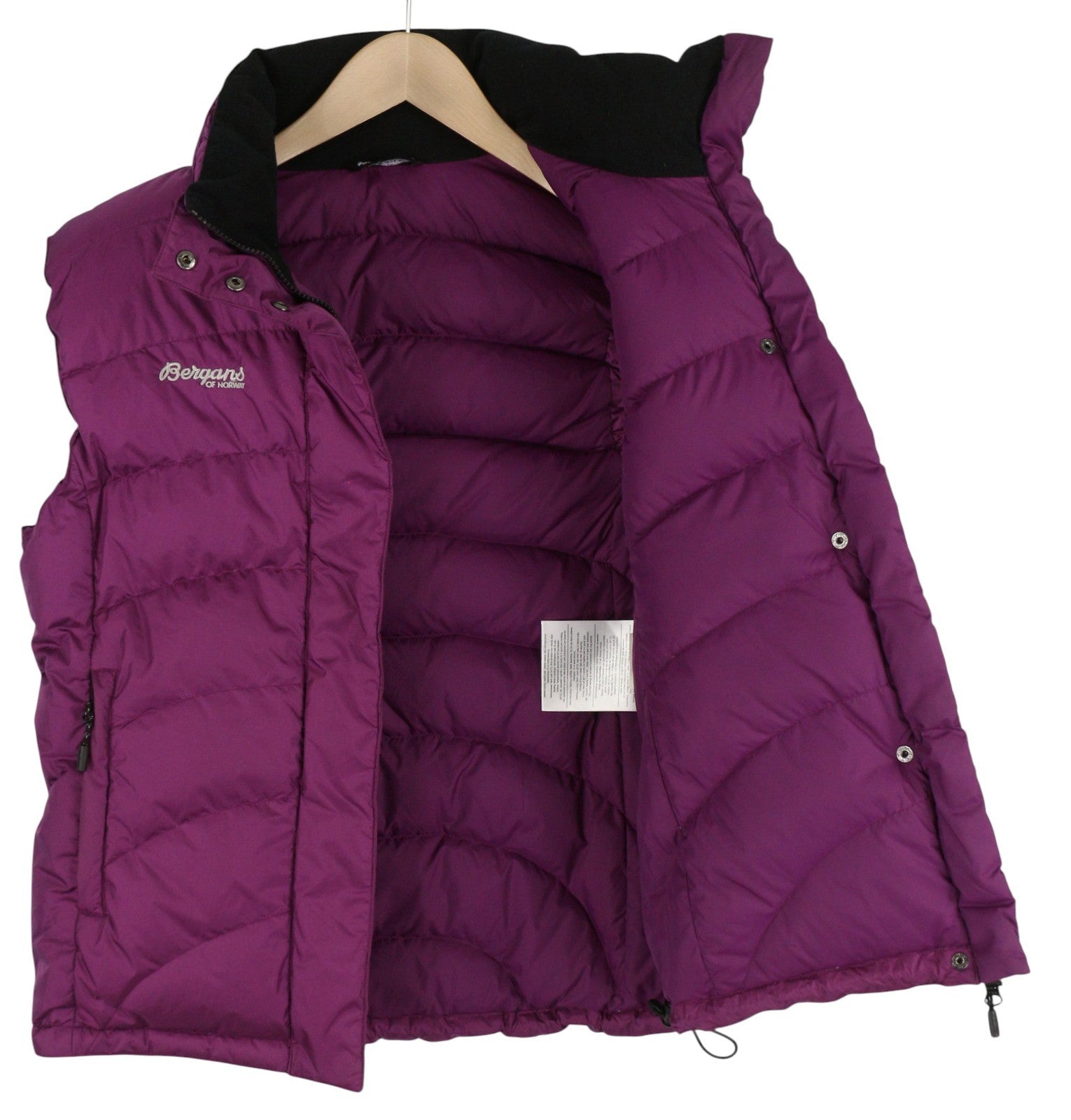 BERGANS OF NORWAY 5311 Down Women Waistcoat S Purple Full Zip Insulated Quilted