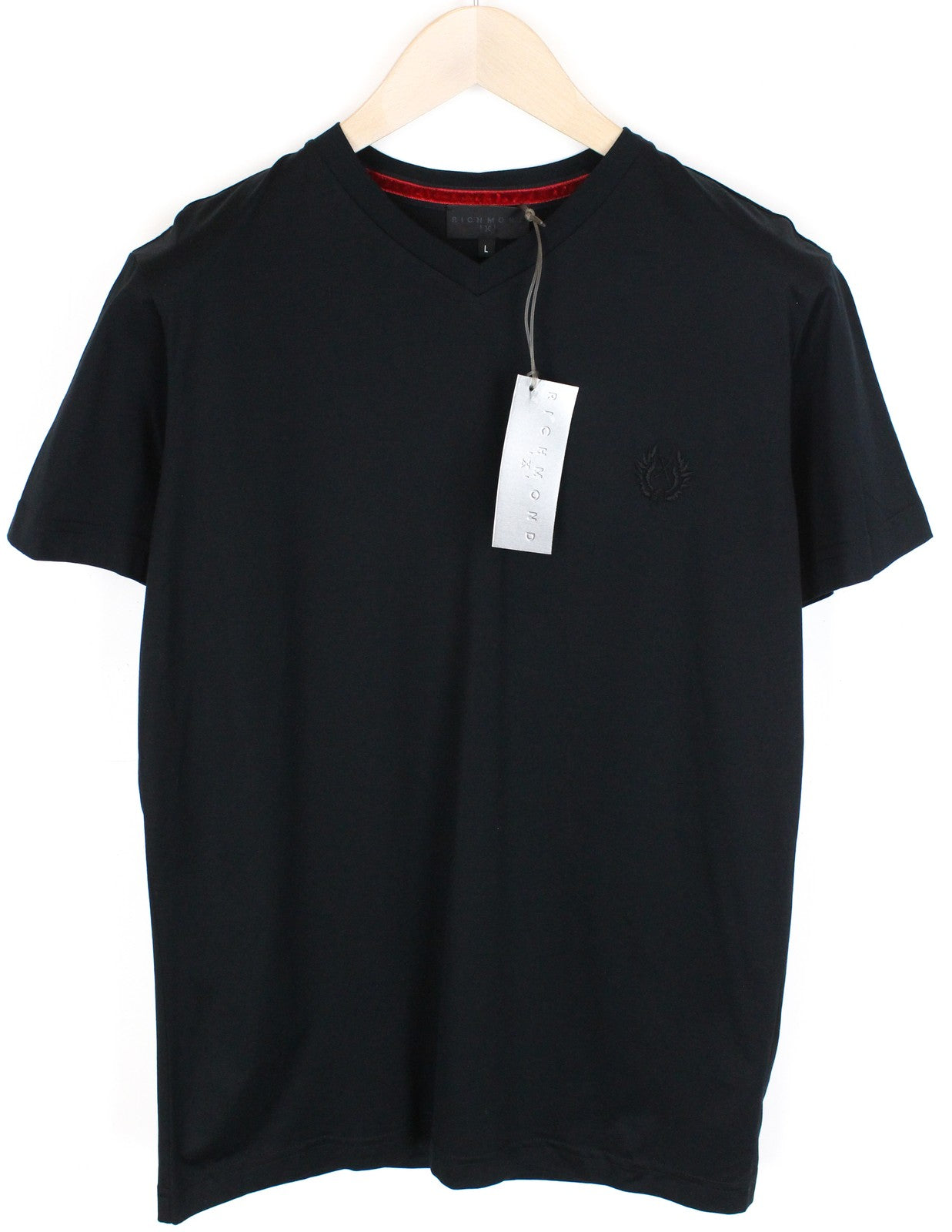 RICHMOND Men's T-Shirt L Black Pure Cotton Short Sleeve Summer Casual