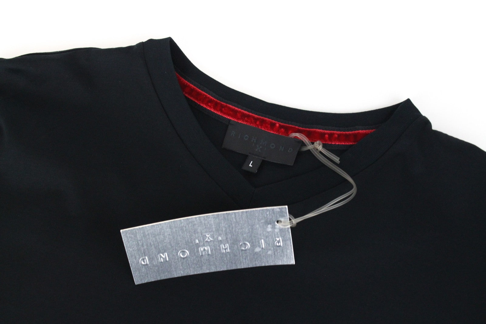 RICHMOND Men's T-Shirt L Black Pure Cotton Short Sleeve Summer Casual