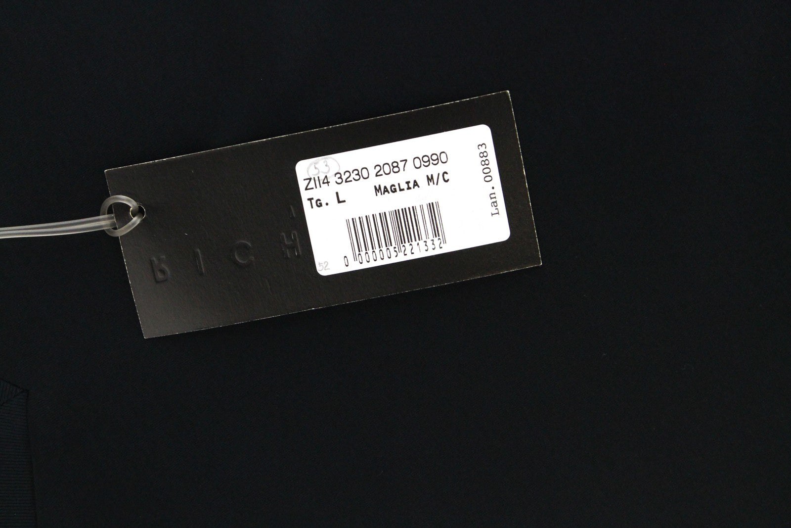 RICHMOND Men's T-Shirt L Black Pure Cotton Short Sleeve Summer Casual