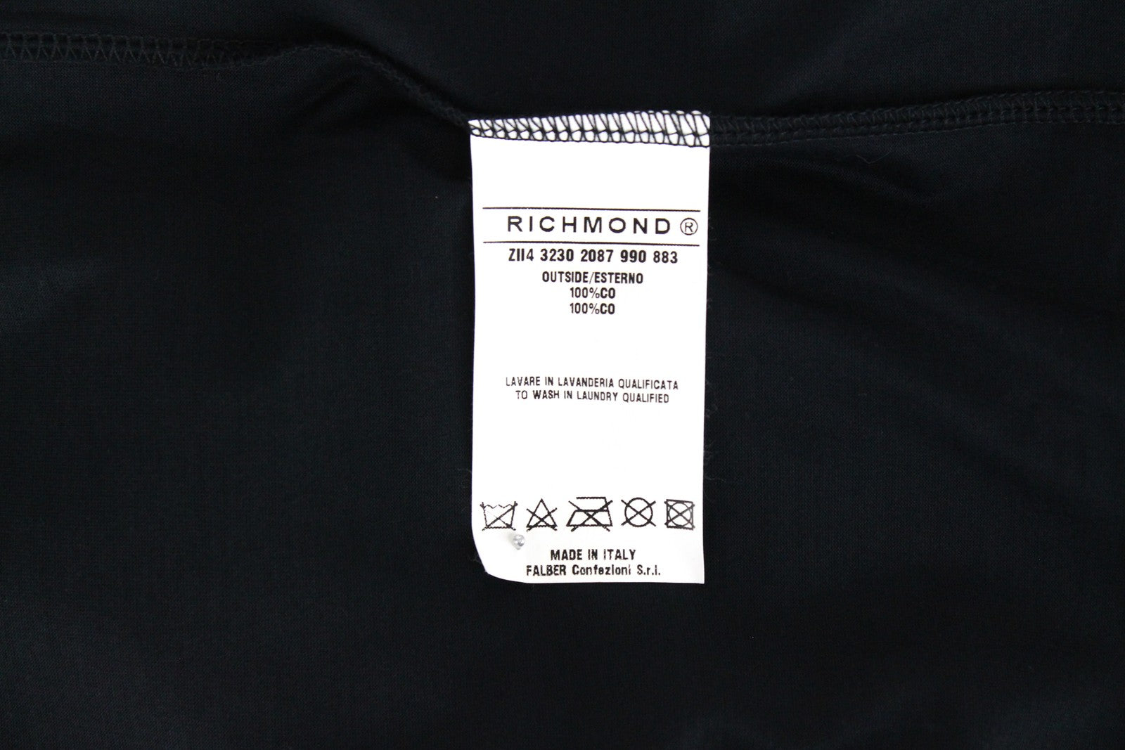 RICHMOND Men's T-Shirt L Black Pure Cotton Short Sleeve Summer Casual