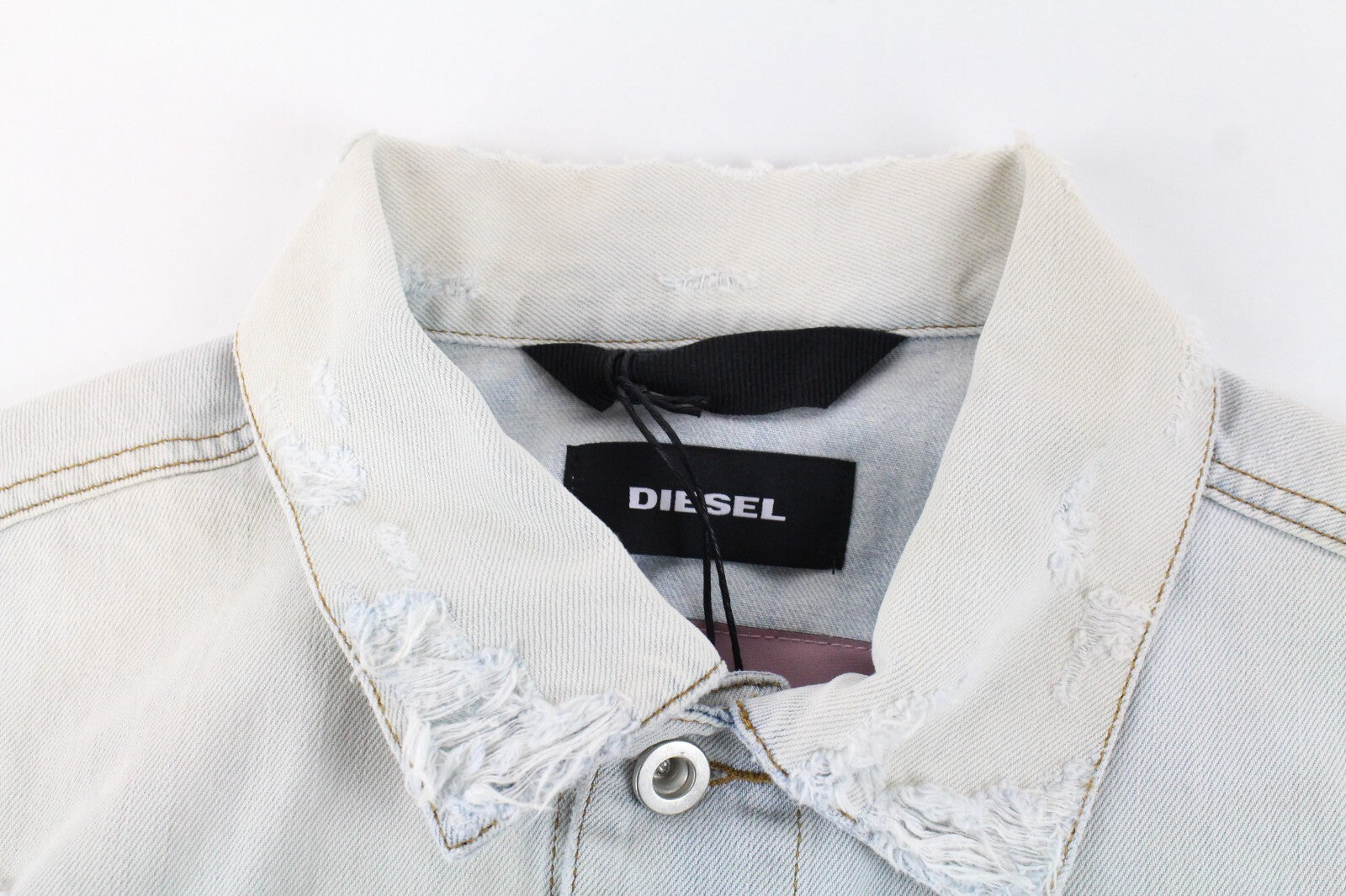 DIESEL De-Visty 069AV Jacket Women L Blue Grey Denim Ripped Cotton