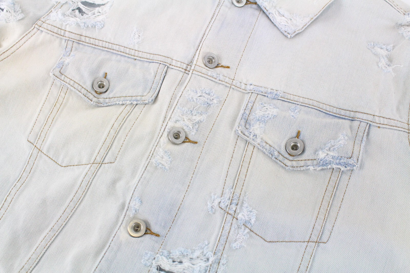 DIESEL De-Visty 069AV Jacket Women L Blue Grey Denim Ripped Cotton