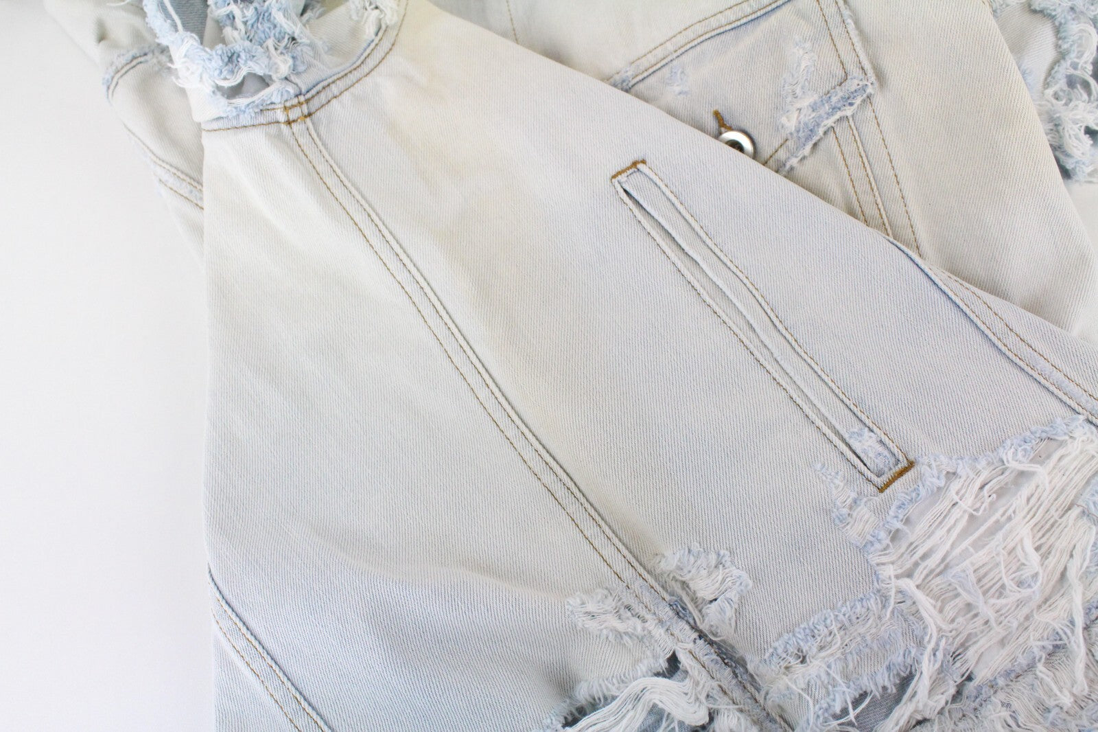 DIESEL De-Visty 069AV Jacket Women L Blue Grey Denim Ripped Cotton