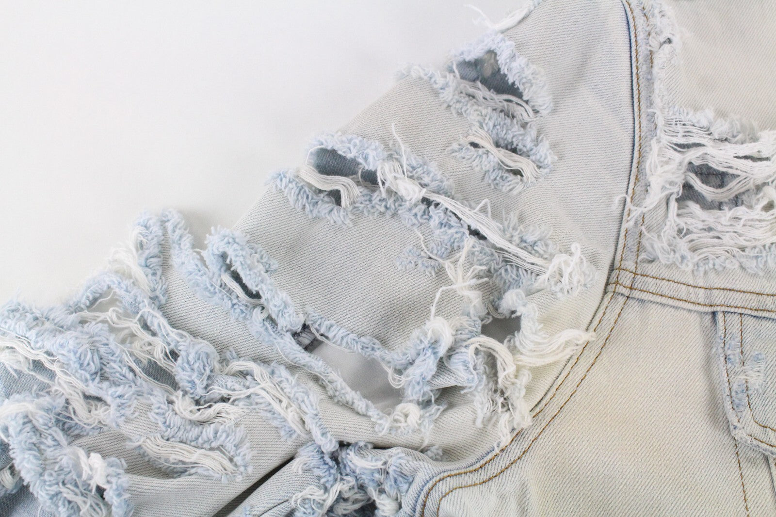 DIESEL De-Visty 069AV Jacket Women L Blue Grey Denim Ripped Cotton