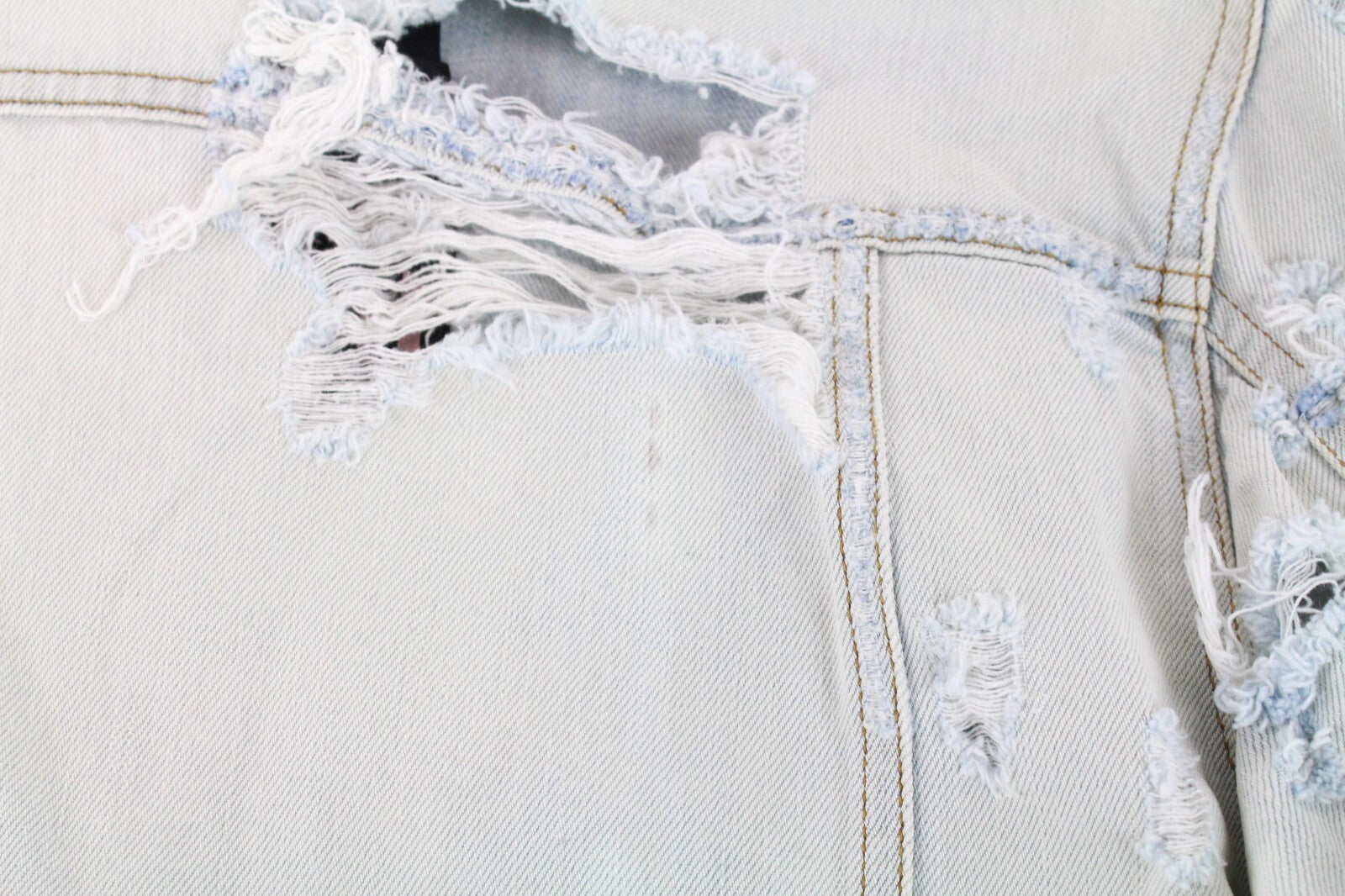 DIESEL De-Visty 069AV Jacket Women L Blue Grey Denim Ripped Cotton