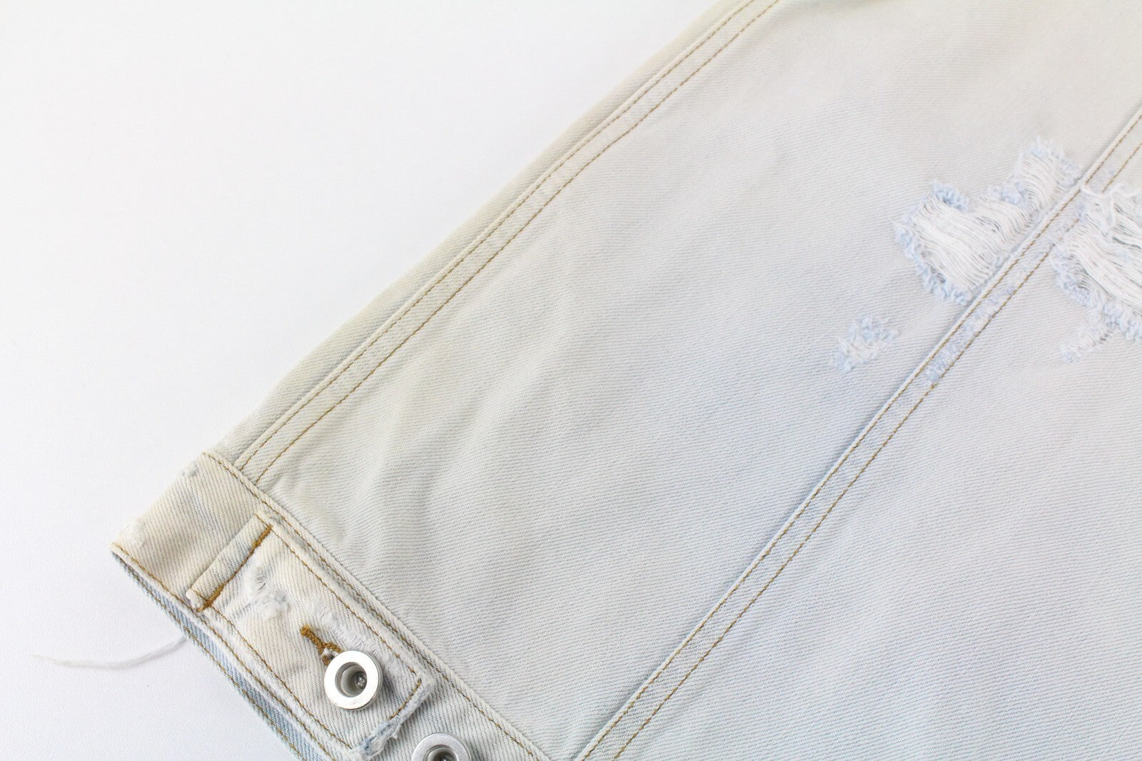 DIESEL De-Visty 069AV Jacket Women L Blue Grey Denim Ripped Cotton