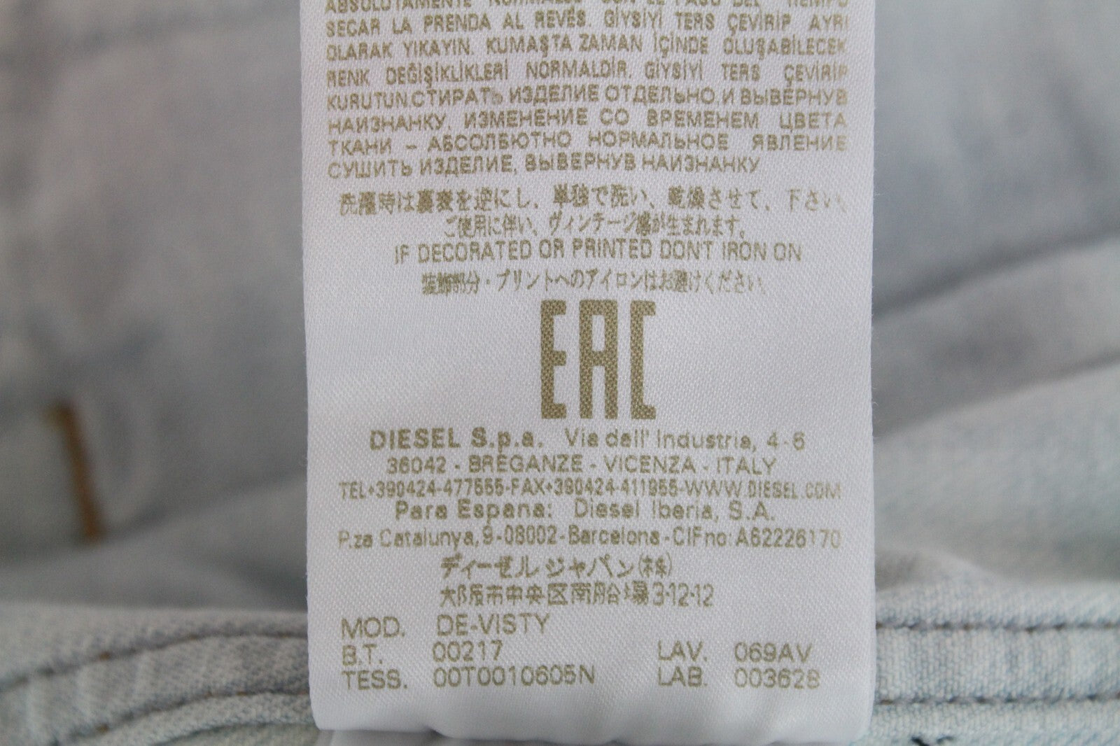 DIESEL De-Visty 069AV Jacket Women L Blue Grey Denim Ripped Cotton