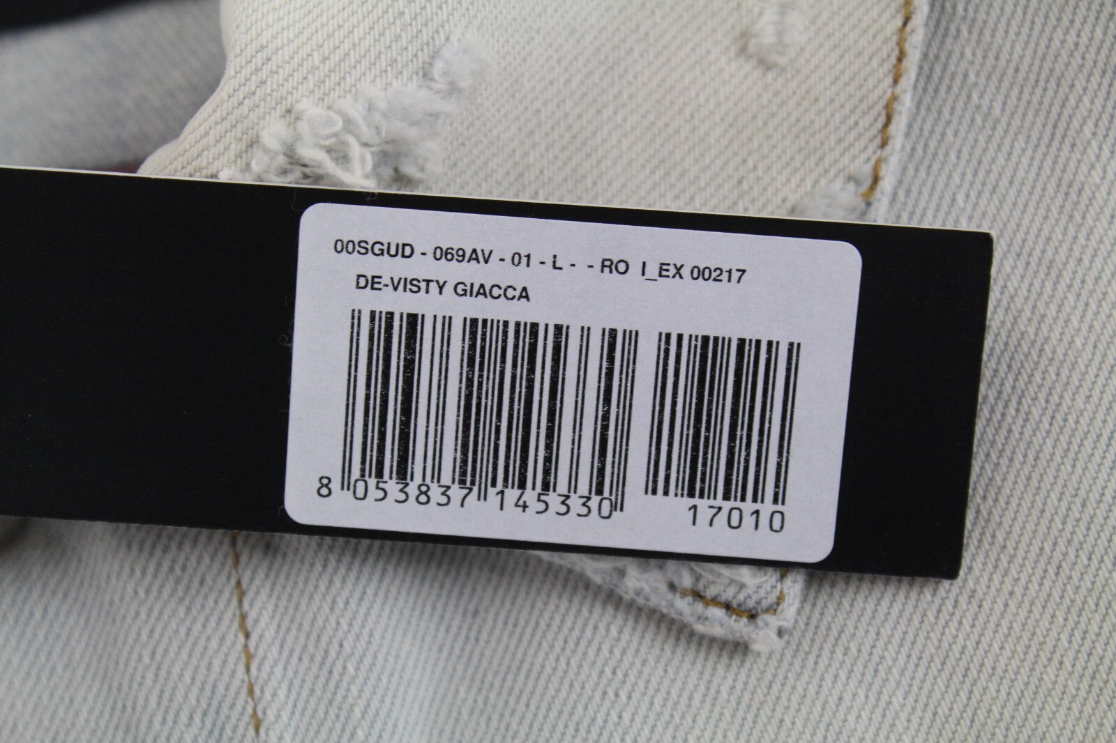 DIESEL De-Visty 069AV Jacket Women L Blue Grey Denim Ripped Cotton