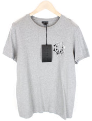 RICHMOND Men's T-Shirt L Grey Short Sleeve Summer Logo Cotton Casual