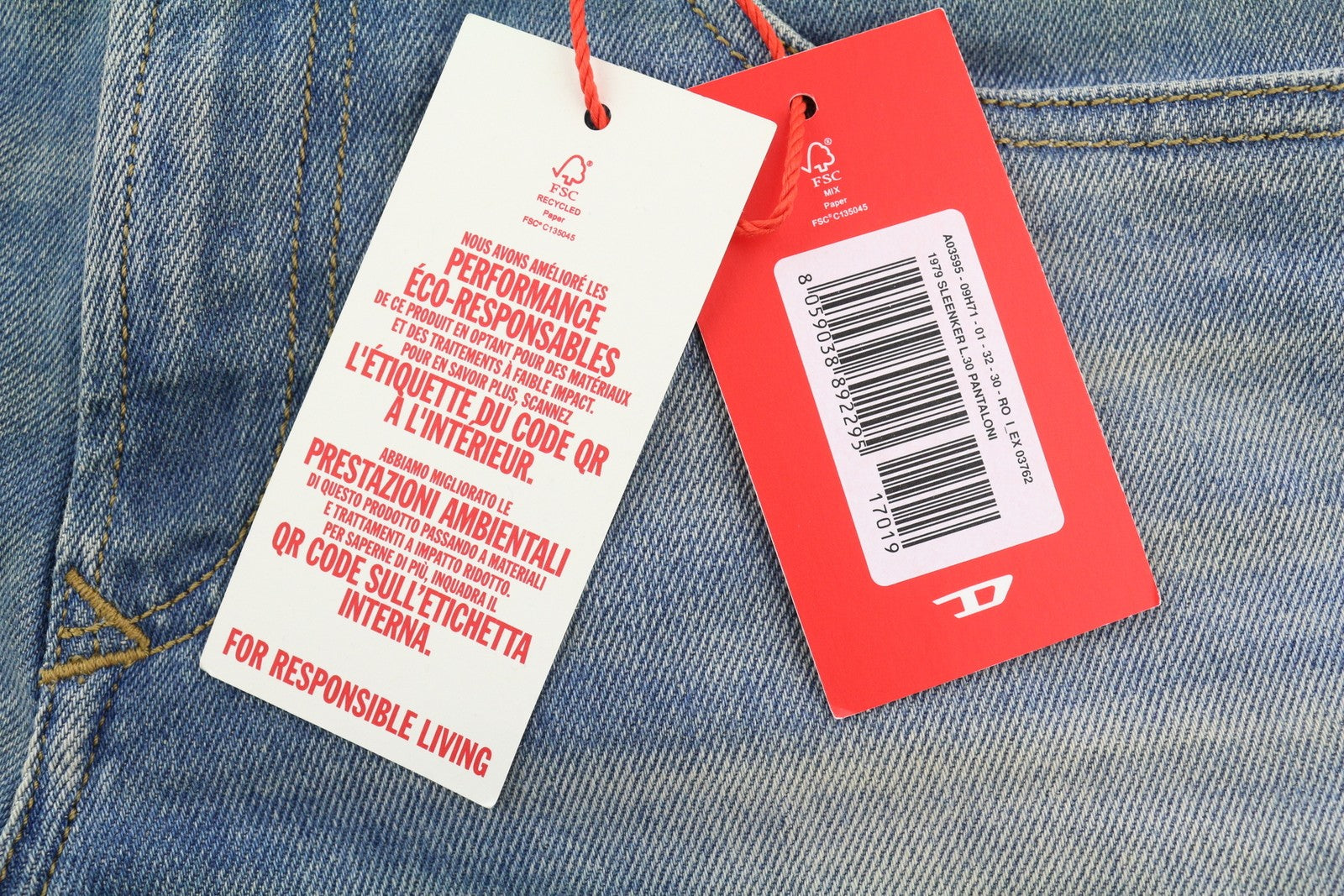 DIESEL 1979 Sleenker 09H71 Men Jeans W32/L30 Skinny Fit Low Waist Blue RRP€225