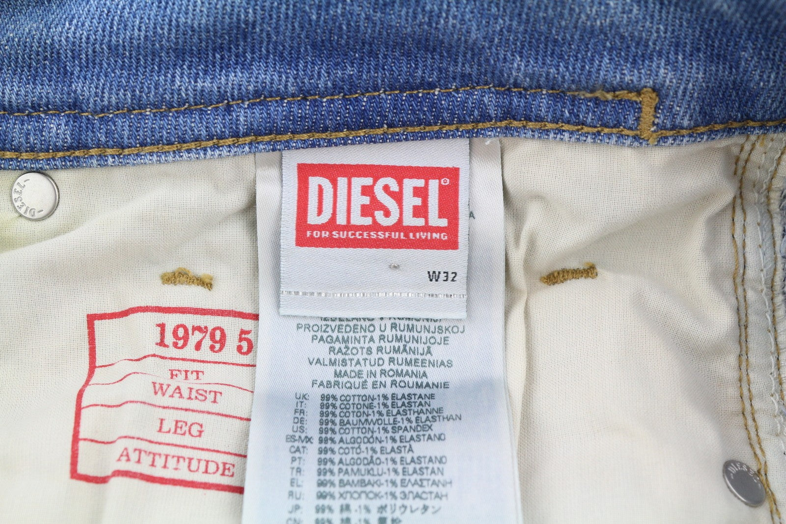 DIESEL 1979 Sleenker 09H71 Men Jeans W32/L30 Skinny Fit Low Waist Blue RRP€225