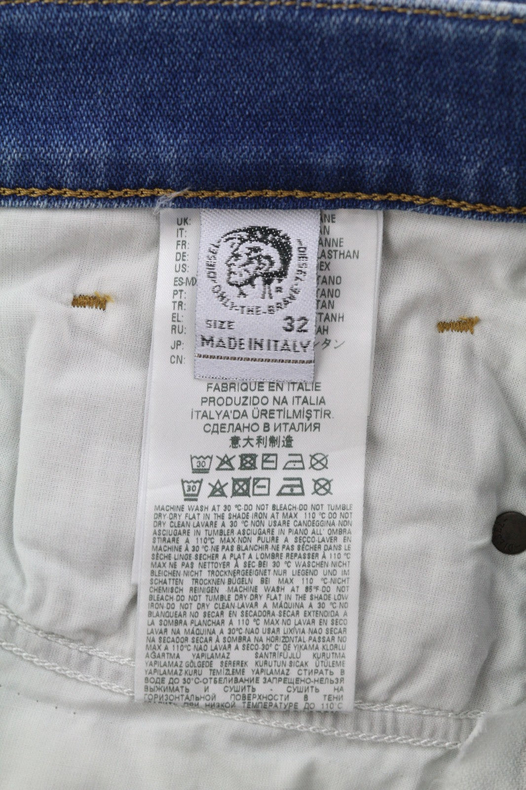 DIESEL Tepphar 009JU Mens Jeans W32/L32 Slim Stretchy Washed Denim Blue RRP€200