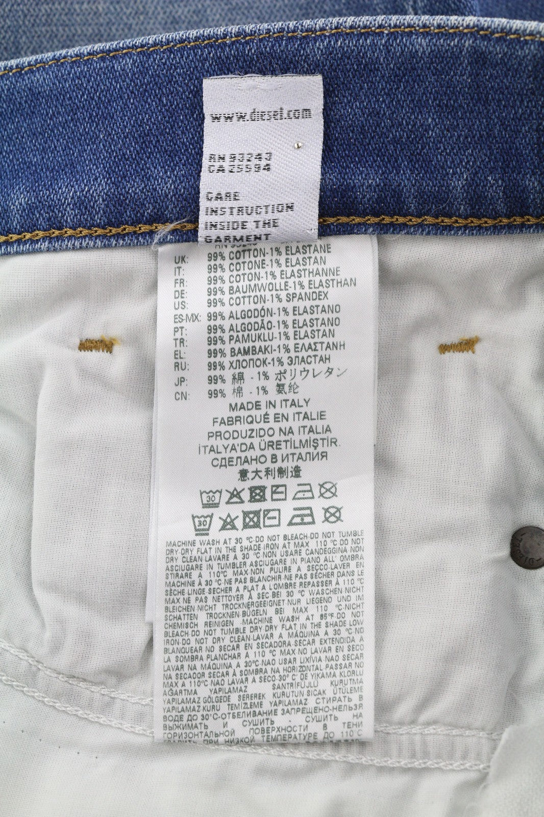 DIESEL Tepphar 009JU Mens Jeans W32/L32 Slim Stretchy Washed Denim Blue RRP€200