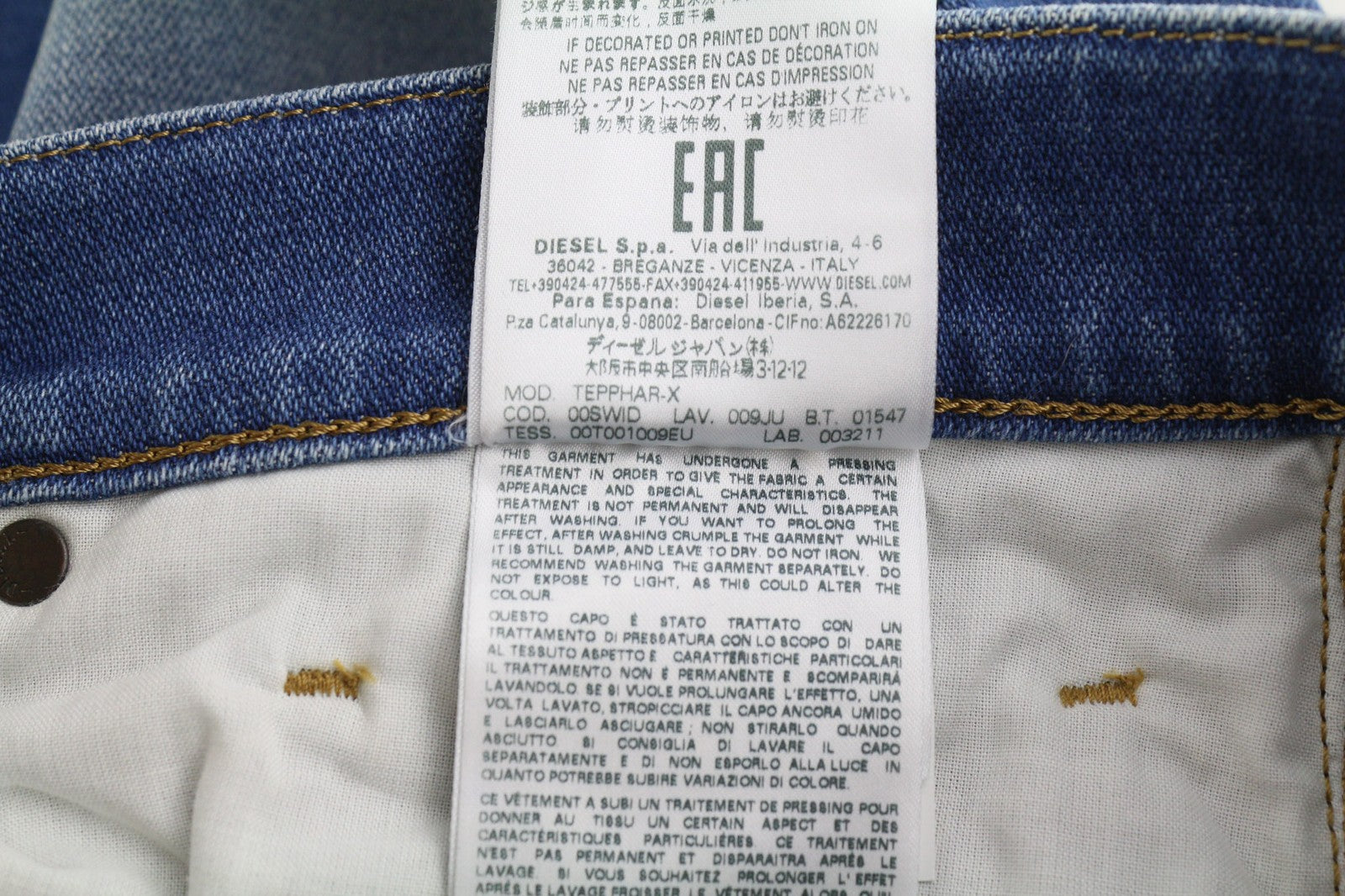 DIESEL Tepphar 009JU Mens Jeans W32/L32 Slim Stretchy Washed Denim Blue RRP€200