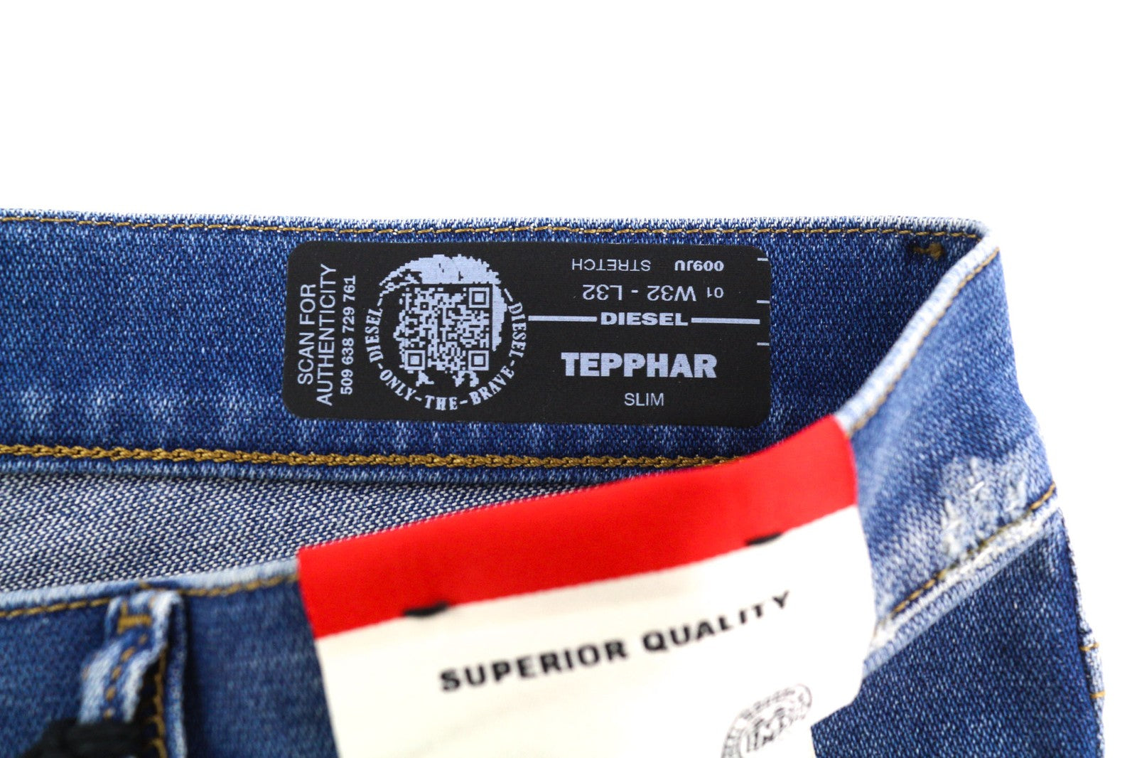 DIESEL Tepphar 009JU Mens Jeans W32/L32 Slim Stretchy Washed Denim Blue RRP€200