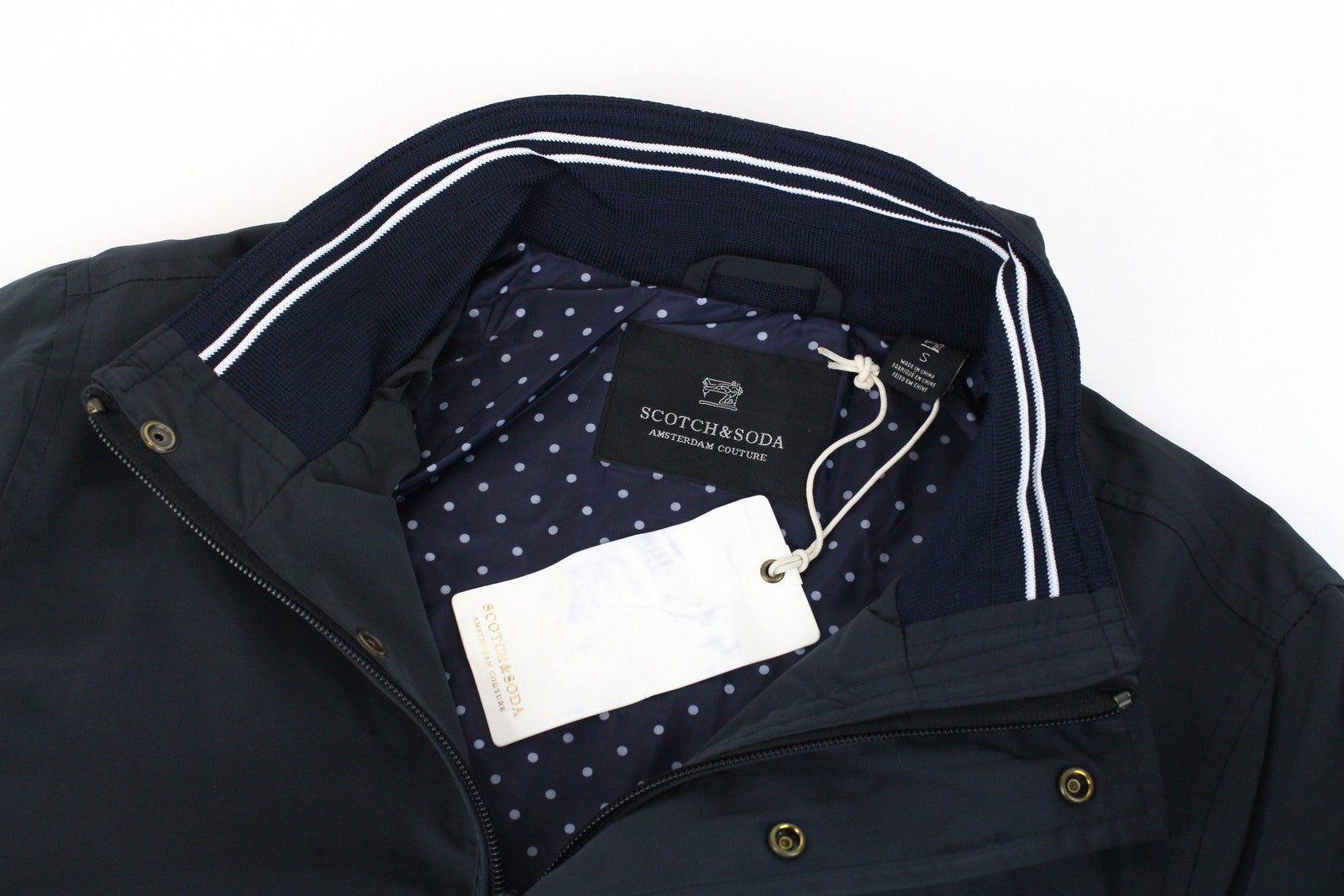 SCOTCH & SODA Ams Couture Men's Jacket S Navy Lined Lightweight Zip Closure