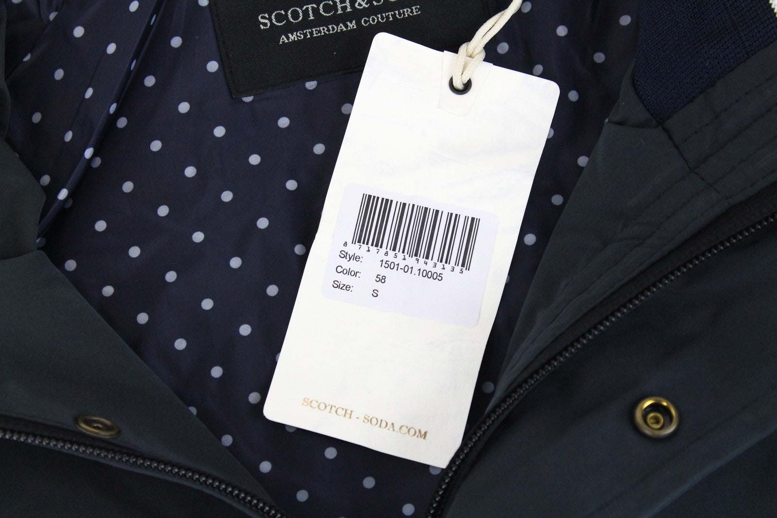 SCOTCH & SODA Ams Couture Men's Jacket S Navy Lined Lightweight Zip Closure